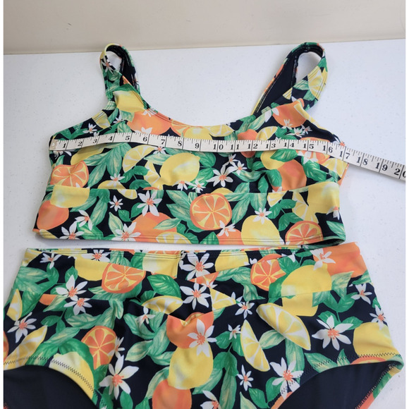 Old Navy Yellow Orange Citrus 2-Piece Bathing Suit Swim Swimsuit Women's Size XL - Picture 3 of 16